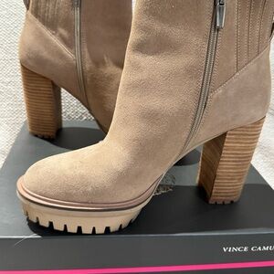 Vince Camuto Ernessa Tan Heeled Boots with Chunky Heel
